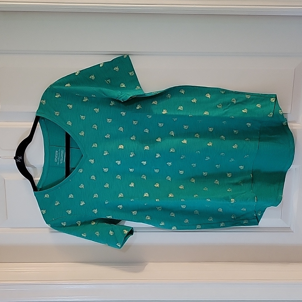 Chicos Kelly Green sailboat tee shirt small